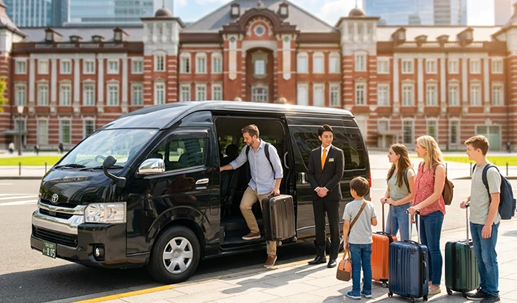 Chauffeur greeting guests on the platform at Tokyo Station
